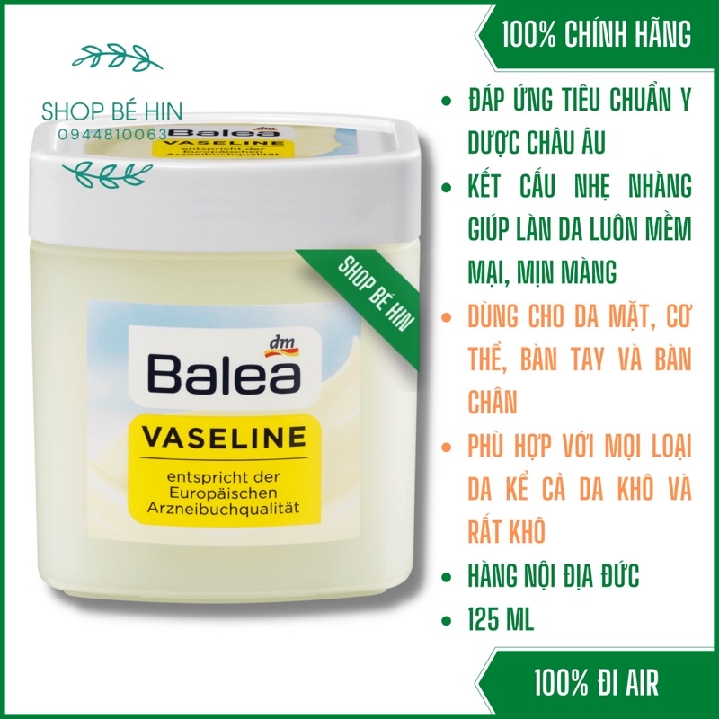 Kem dưỡng da chống nẻ Balea Vaseline Đức, dùng cho mặt và cơ thể, an toàn với mọi loại da, 125ml