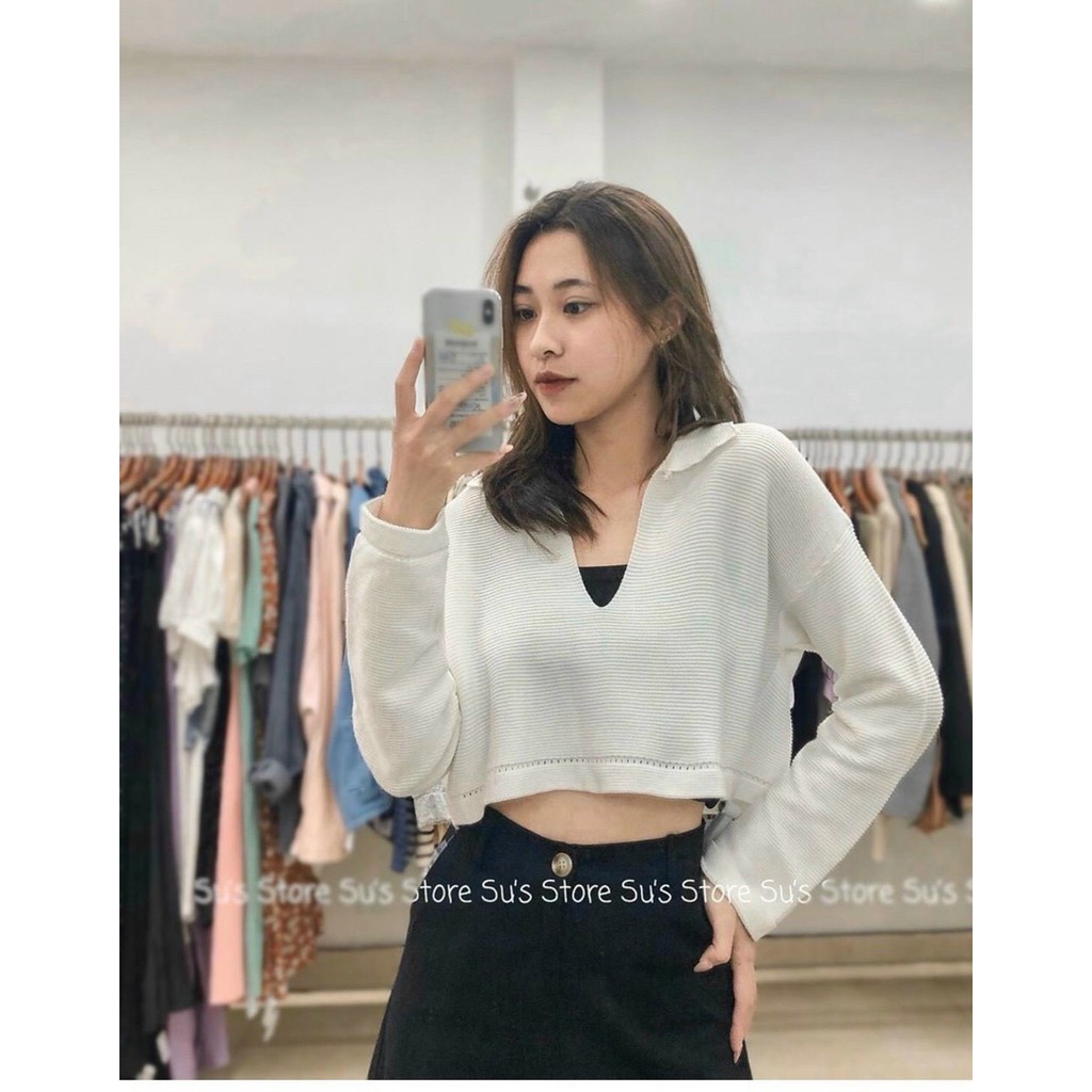 Áo len croptop cổ đức cực phong cách | WebRaoVat - webraovat.net.vn