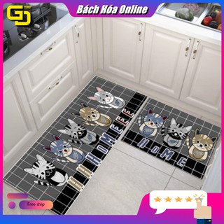Bộ thảm đôi 3d trải sàn nỉ nhung chống trơn trượt cho nhà bếp ( Giao Ngẫu Nhiên )
