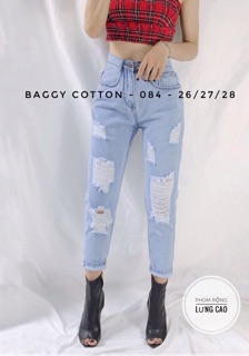 [BIG SIZE 30~35] Quần Jeans Boyfriends - Quần Jeans Baggy Thô Rách 3 MẪU - Xanh Đá Sáng - SIÊU HOT HIT