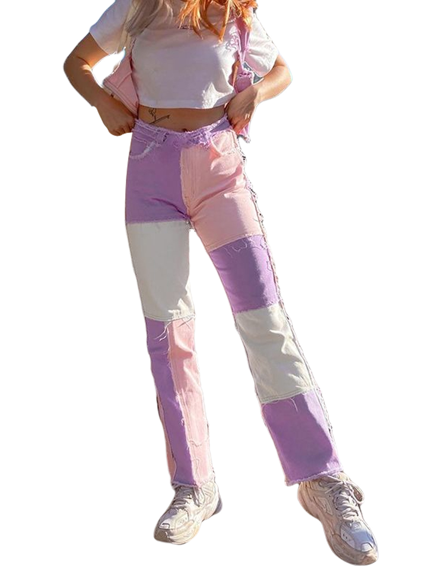 Quần Jeans Dài Lưng Cao Phối Màu Thời Trang Cho Nữ | BigBuy360 - bigbuy360.vn