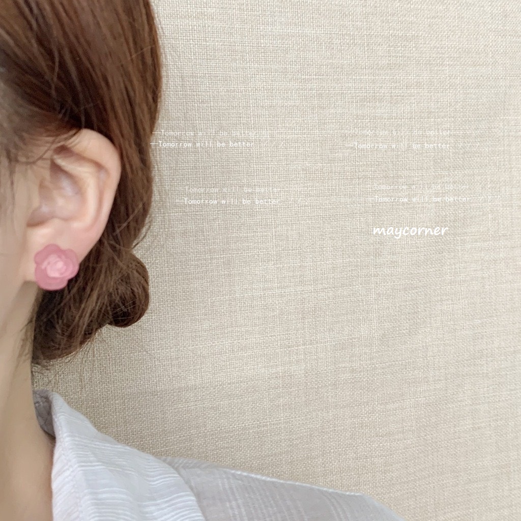 Khuyên tai hoa trong suốt nhiều màu chốt mạ 925 cao cấp