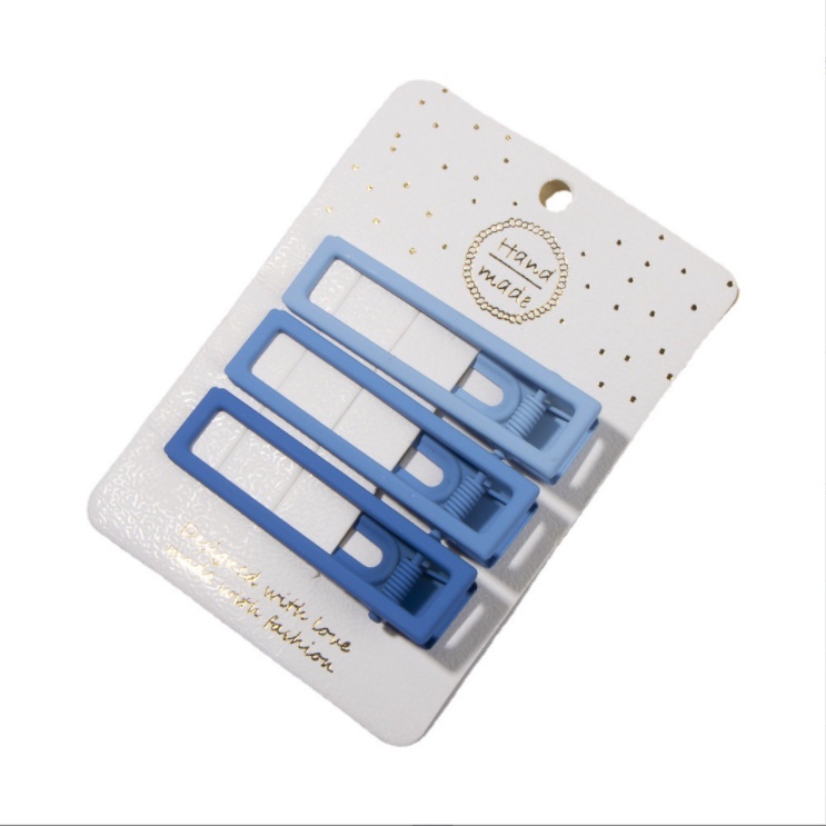 Set 3 Kẹp Tóc Nhỏ Màu Xanh Dương Nhám Thời Trang Hàn Quốc