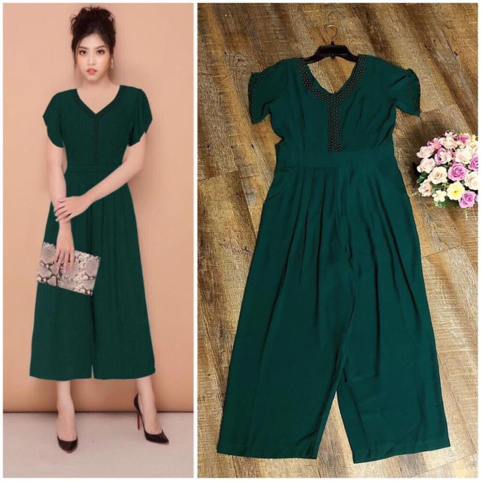 Đồ Bay Đẹp 🌸FREESHIP🌸 Jumpsuit lửng ống suông cổ tim đính hột xinh xắn TJ977 EV