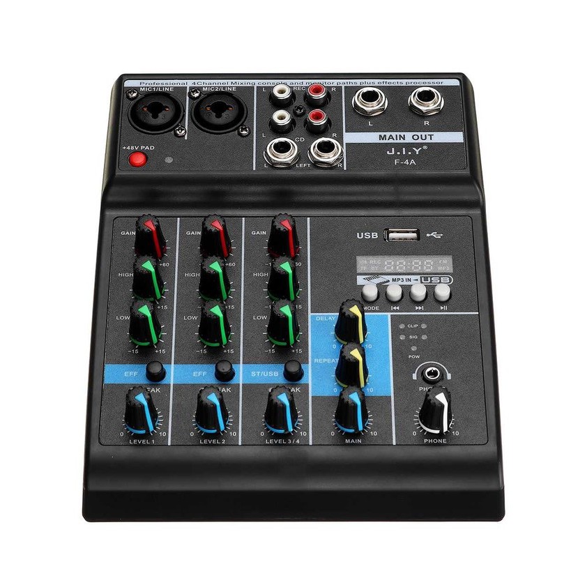 Bộ Mixer Âm Thanh Hát Live, Thu Âm, Điều Khiển Trộn Âm Thanh Bluetooth F4A - Cao Cấp