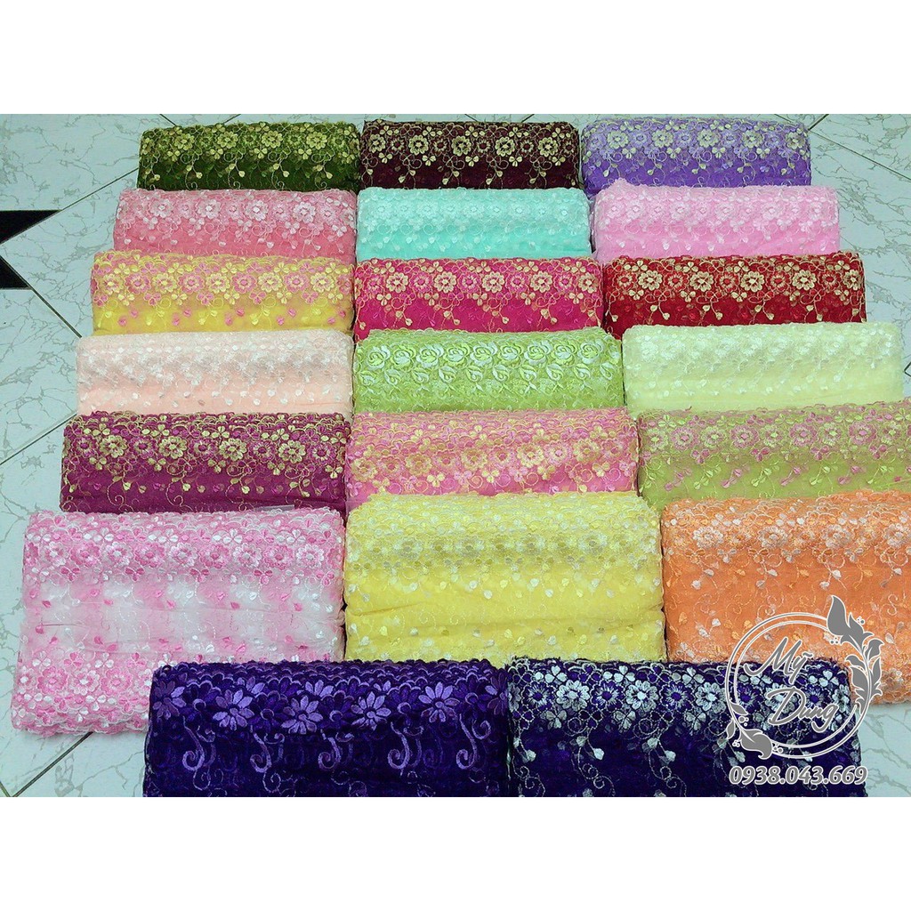 Ren lưới chân hoa 2 màu 15F (Dây dài 13,5m) - Nhóm màu sáng - MS 938988