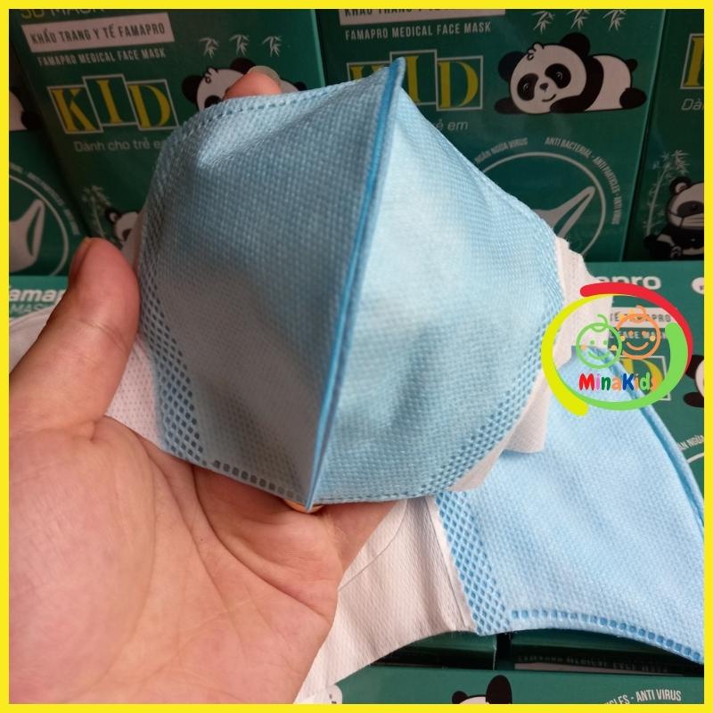 Hộp 10 Chiếc Khẩu Trang Y Tế Trẻ Em Famapro 5D Mask Kid Quai Vải Nam Anh 3 Lớp Cho Bé Dưới 10 Tuổi KT12