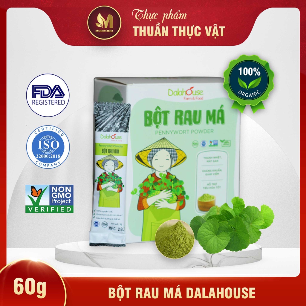 Bột Rau Má Hữu Cơ Nguyên Chất Sấy Lạnh Dalahouse