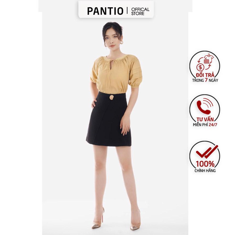 FAS32960 - Áo sơ mi ngắn tay vải cotton cổ cách điệu buộc nơ - PANTIO