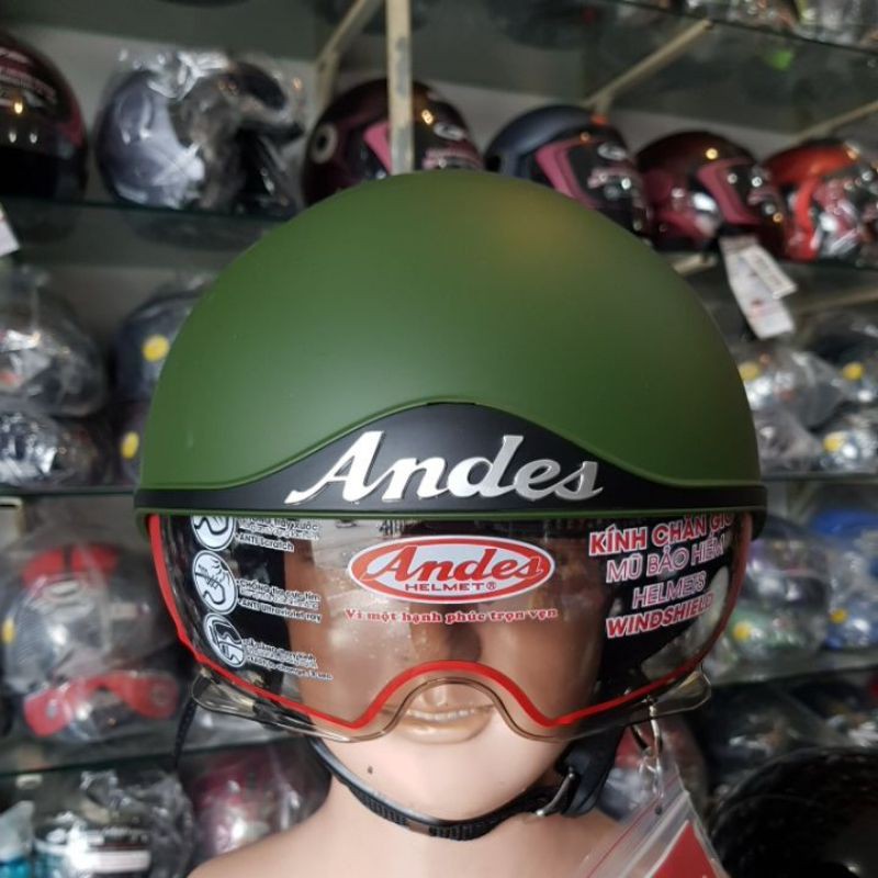 NÓN ANDES 3S 139 KÍNH DẤU MÀU XANH RÊU NHÁM CHÍNH HÃNG .