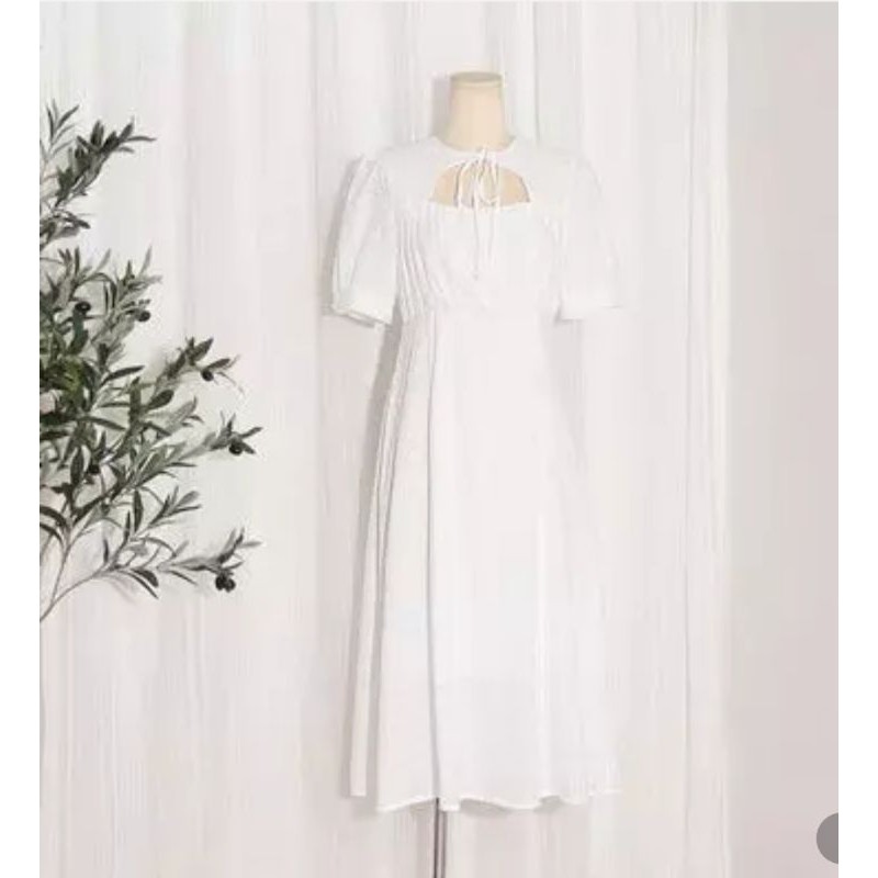 Đầm midi dress trắng dự tiệc nơ cổ tiểu thư ULZZANG xinh xỉu | BigBuy360 - bigbuy360.vn