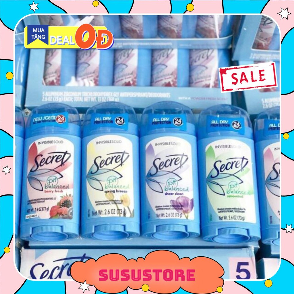 (Susustore) Lăn Nách Khử Mùi Secret USA Cho Nữ Invisible Solid ( Đủ Mùi )