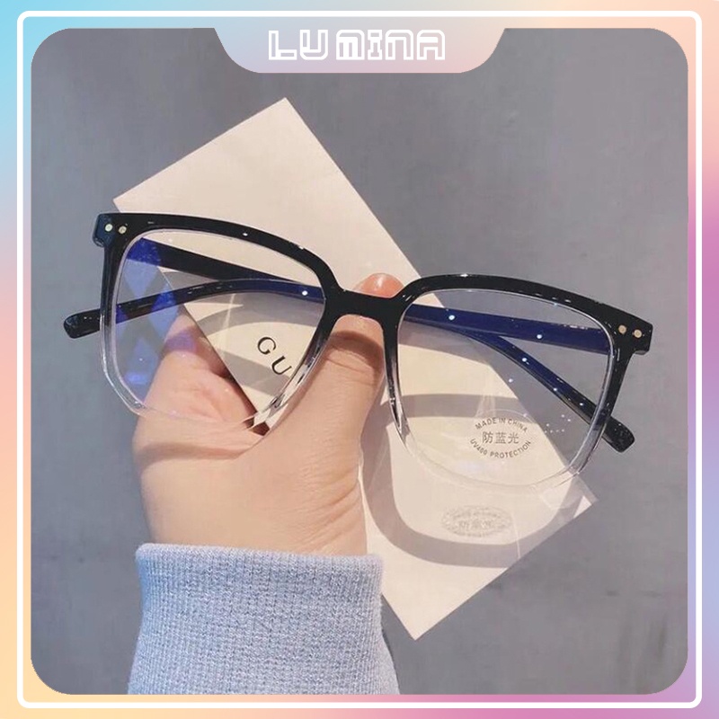 Mắt kính giả cận gọng vuông thời trang nam nữ chống tia UV, kính mát nữ sành điệu sang chảnh phong cách Hàn Quốc 072