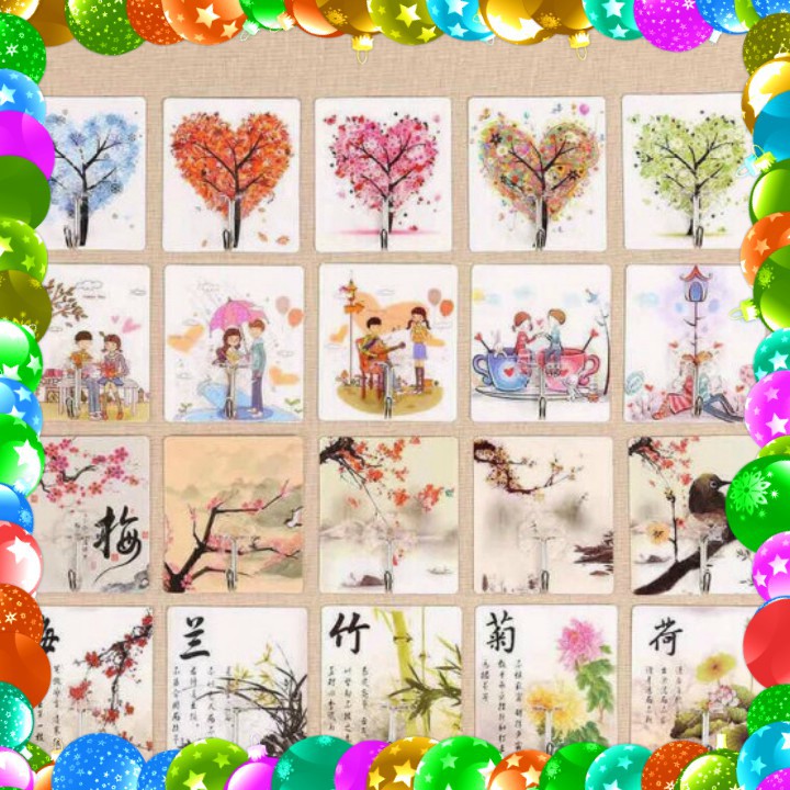 [FLASH SALE] COMBO 200 Móc Dán Tường Chịu Lực Họa Tiết 3D, Siêu Tiện Lợi