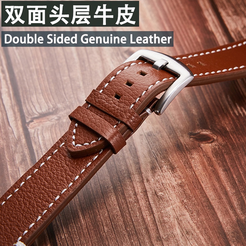 Dây Đeo Đồng Hồ Bằng Da Bò Hai Mặt 18/19/20/21/22/24mm Phong Cách Doanh Nhân Sang Trọng Cho Nam