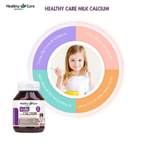 Viên sữa Canxi Healthy Care Úc - Bổ sung Canxi & vitamin D3 cho bé giúp phát triển chiều cao (60 viên)