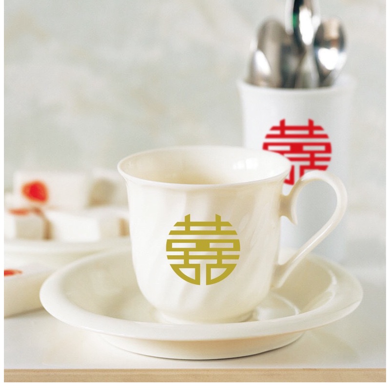 Decal hỷ tròn trang trí vật dụng ngày cưới