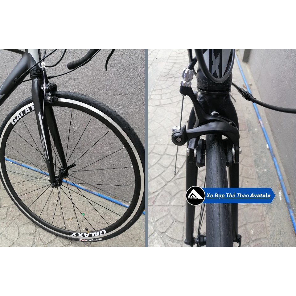 Xe đạp đua GLX TCV19, Khung hợp kim nhôm 700Cx48cm, Bộ truyền động Shimano A070 21Speed, Bánh xe 700X25C, Màu Xám Đen