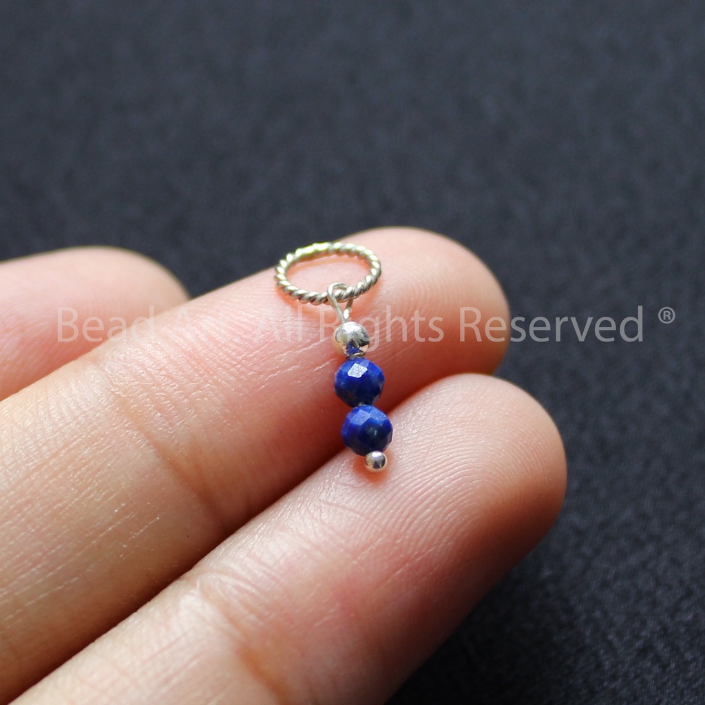 Mặt Dây Chuyền Lapis Lazuli Thiên Nhiên Màu Xanh Dương Và Bạc 925 Size Mini (Nhỏ) 15x3.5mm, Trang Sức Phong Thuỷ S48