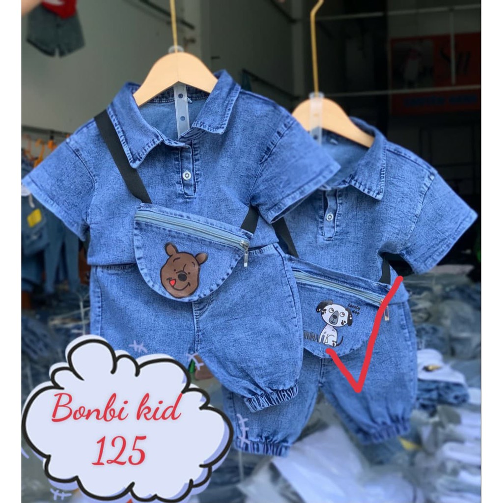 [ Siêu Hot] Quần Áo Bé Trai Sành Điệu Vải Jean Mềm Co Giãn Size 14-22kg BB125