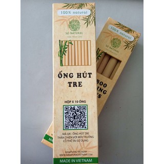 Ống hút Tre - Hộp 10 Ống - Trà sữa - Tặng 01 que rửa