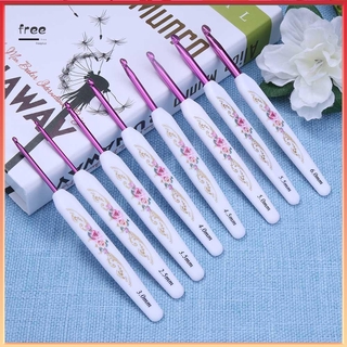 (Miễn Phí Giao Hàng) Bộ 8 Cây Móc Len Bằng Nhôm Tay Cầm Bằng Nhựa