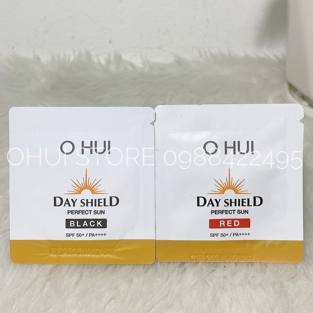 Combo 50 gói kem chống nắng OHUI Day Shield Perfect Sun SPF50+ PA++++  Black/ Red date 2024