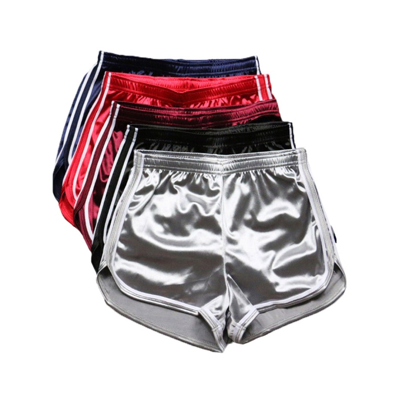 Brroa Quần Short Tập Yoga Lưng Cao Bằng Satin Viền Sọc Gợi Cảm Cho Nữ