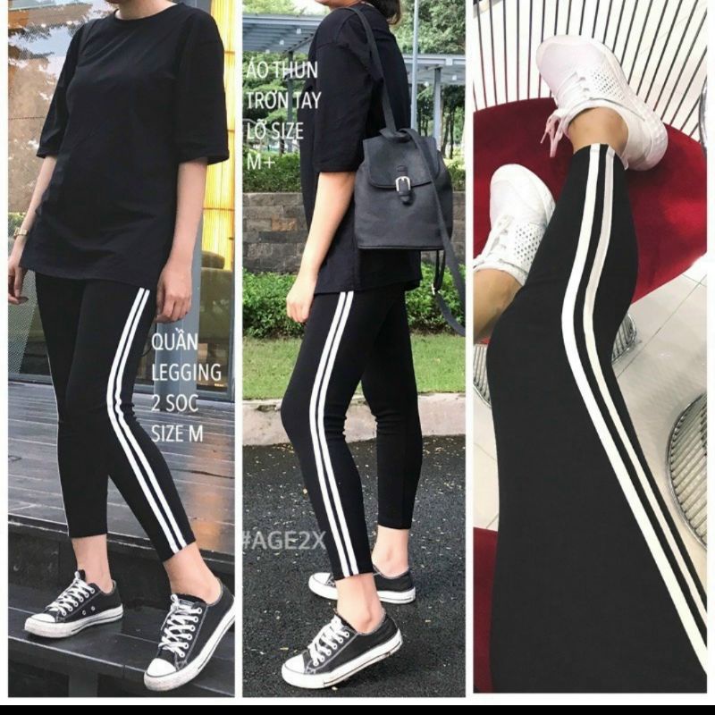 Quần legging 2 sọc
