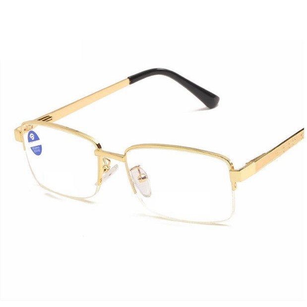 Kính lão thị viễn thị TITAN KV5PUNIQUI màu vàng gold doanh nhân sang trọng nửa viền hàng Nhật cao cấp tặng hộp và khăn