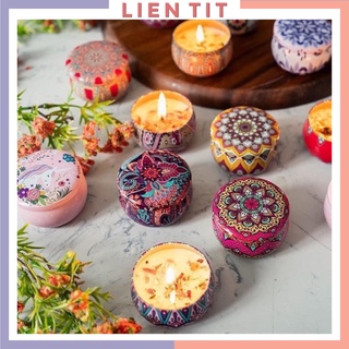 Nến thơm phòng hoa khô thiên nhiên, nến sáp thơm thư giãn cao cấp