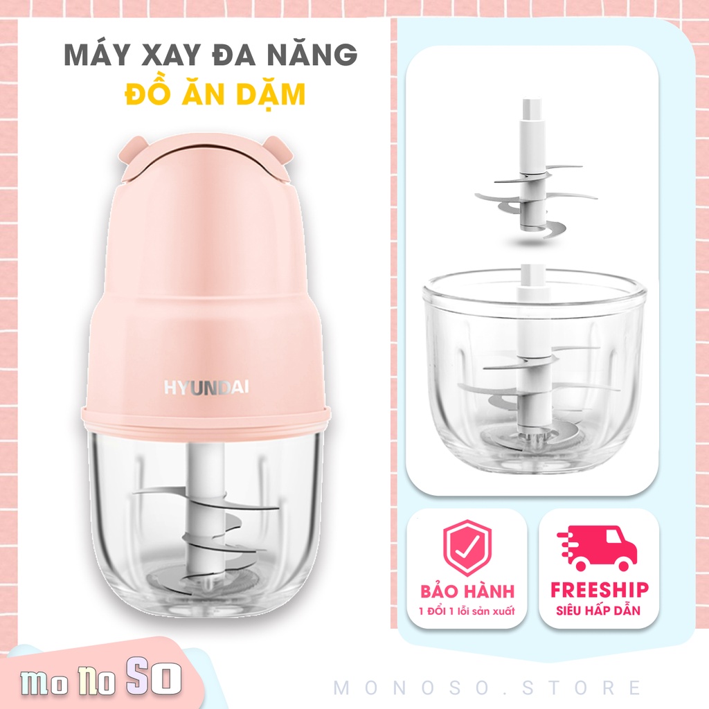 Máy xay thịt đa năng, máy xay tỏi ớt mini cắm điện trực tiếp chính hãng HYUNDAI phiên bản 6 lưỡi dao - Monoso Store