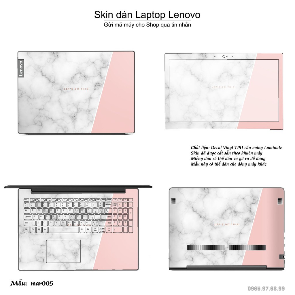 Skin dán Laptop Lenovo in hình vân Marble (inbox mã máy cho Shop)