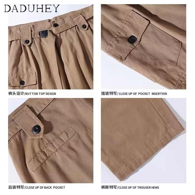 DaDuHey Japanese-Style Retro Loose Multi-Pocket Profile Overalls Men's All-Match Solid Color Casual Pants New Autumn Pants