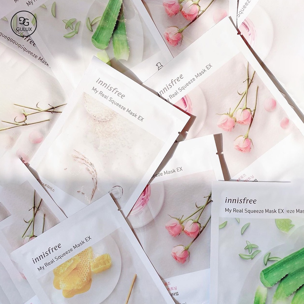 [KÈM QUÀ TẶNG] Mặt nạ giấy dưỡng da Innisfree My Real Squeeze Mask, Mặt nạ dưỡng ẩm Hàn Quốc