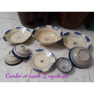 Combo chén dĩa nam bộ phết xanh 2 người ăn