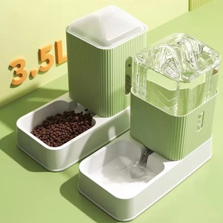 Combo bộ đồ ăn thức uống tự động cho thú cưng chó mèo - khay, chén, bát ăn uống tự động siêu to khổng lồ 3.5l