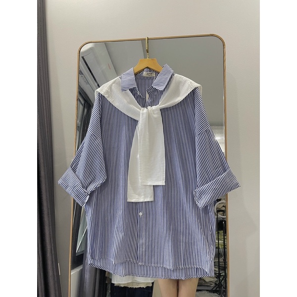 Áo sơ mi thuỳ thủ kèm khăn(Ảnh shop tự chụp)