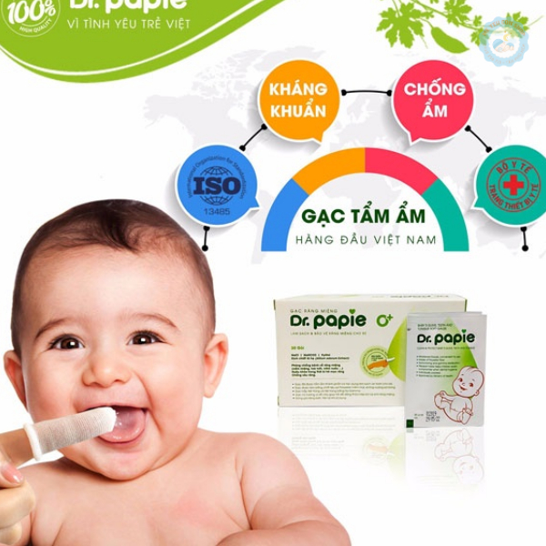 [TẶNG KHẨU TRANG] Hộp 30 gói Gạc rơ lưỡi Dr Papie vệ sinh răng miệng cho bé  (katydang)