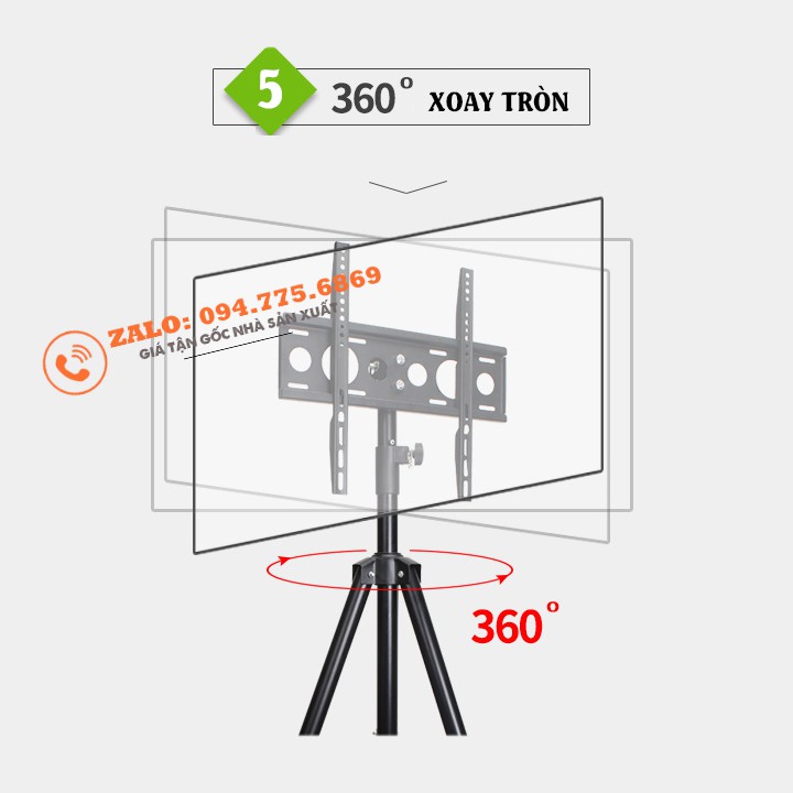 Giá Treo Tivi Di Động 3 Chân Dang Cọc Đứng 32 - 43 - 50 - 55 Inch - Xoay 360 Độ - [ Rẻ Hơn NB AVA1500 ]