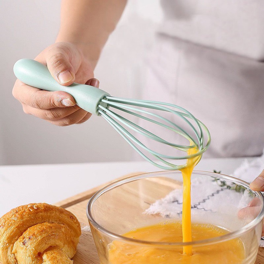 Dụng Cụ Đánh Trứng Cầm Tay- Phới Lồng Đánh Trứng Làm Bánh Khuấy Bột Bằng Silicon Màu Pastel