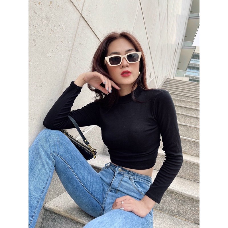 ÁO CROPTOP TAY DÀI ĐAN DÂY LƯNG PHONG CÁCH ULZZANG