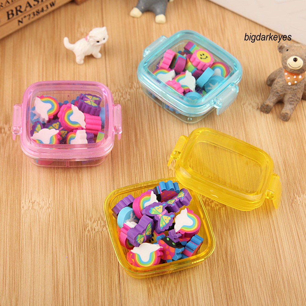 Hộp 20 Cục Tẩy Hình Hoa/Bướm/Cầu Vồng Dễ Thương Cho Bé