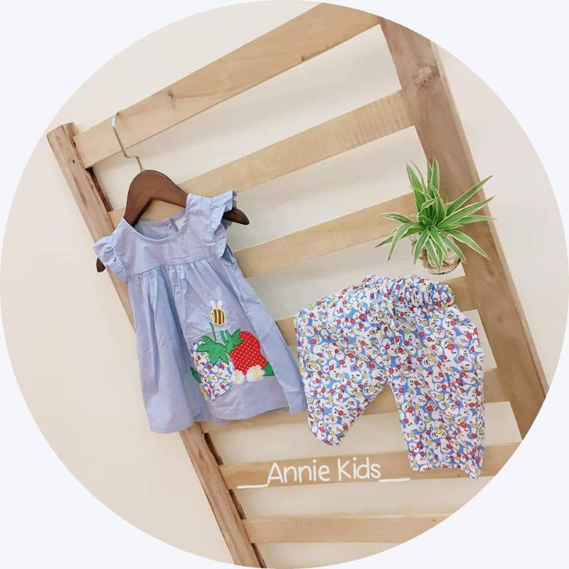 Bộ cộc Little Maven thêu quả dâu xanh