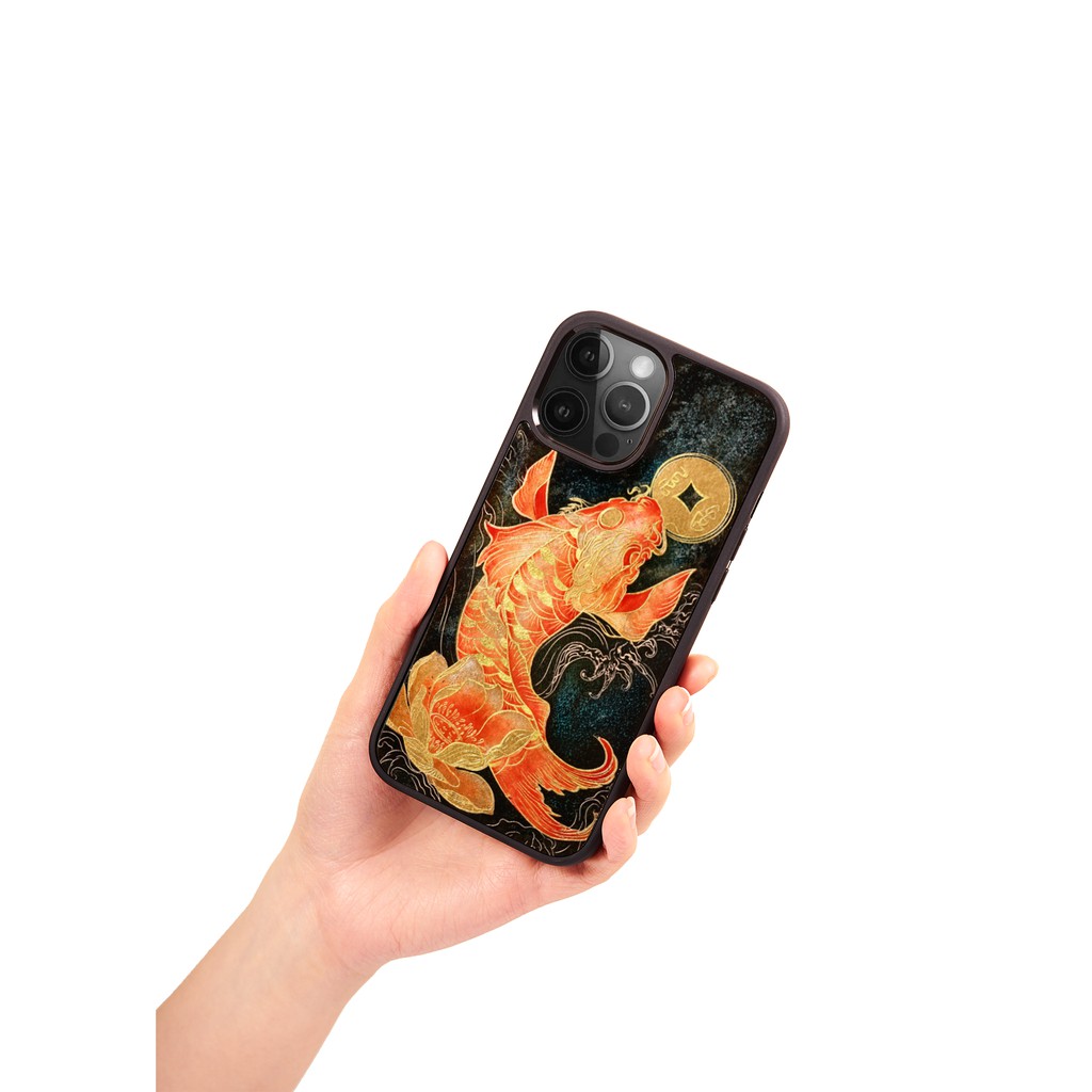 Ốp điện thoại cho iPhone 12 / 12 Pro / 12 Pro Max mẫu Liên Ngư Dâng Lộc thương hiệu La Sonmai