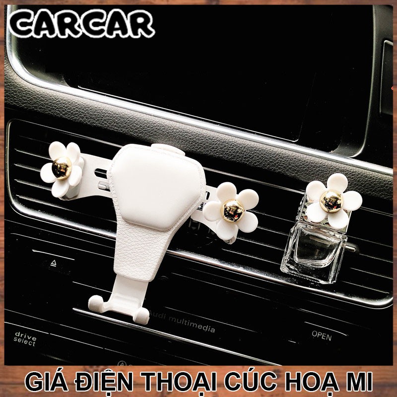 Combo nước hoa cài cửa gió ô tô, giá đỡ điện thoại cài cửa gió gắn cúc hoạ mi xinh xắn