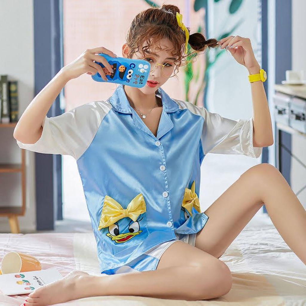 [ Mã WASTRUN4 giảm 10% tối đa 30K đơn 99K] Đồ bộ Lụa Satin hoạt hình Dễ thương xinh xắn Dạo Phố Mặc Nhà | BigBuy360 - bigbuy360.vn