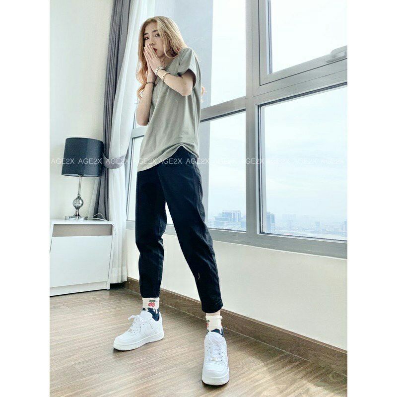 Áo Thun Trơn Nam Nữ Unisex VNXK Chính Hãng AGE2X Màu Trà Nhạt SoftMatcha.