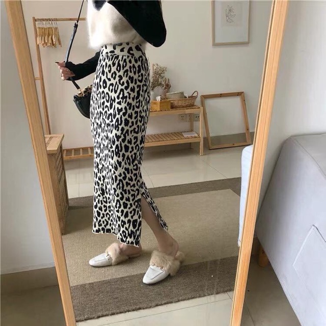 Chân váy len midi da báo (sẵn) | BigBuy360 - bigbuy360.vn