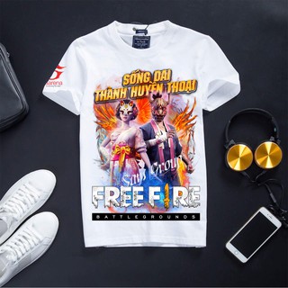 Áo Thun Free Fire cổ tròn màu trắng thẻ vô cực mùa 1